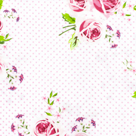 Fabric Gutermann X Birch Summer Loft Roses 110cm X 10Mt 100% Co White-Rose Pink-372