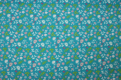 Riley Blake Printed Cotton - Pretty Flowers Teal 112cm